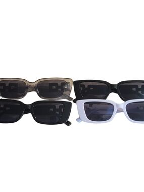 Women’s Bundle Of 4 Rectangle Sunglasses - Black, White, and Smoke Frames